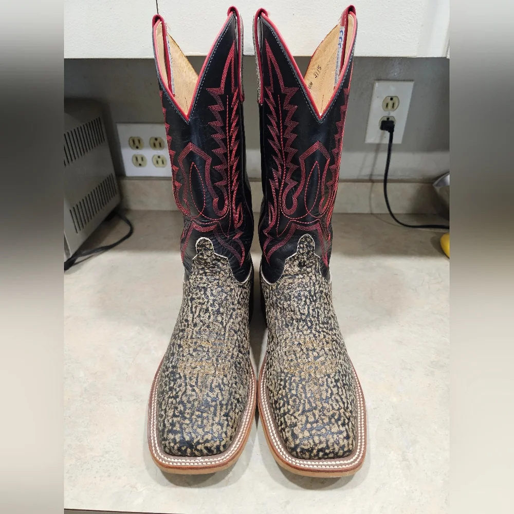 Men's 11.5 Anderson Bean Genuine Giraffe Square Toe Cowboy Boots - Picture 5 of 16